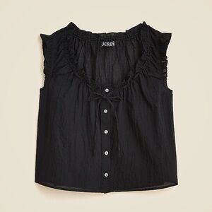 J. Crew Black Button-Down Ruffle Blouse